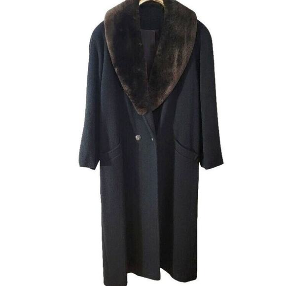 Talbots Full Length Lined Wool Coat Black Brown 16 - Women's Outdoor - Picture 1 of 14